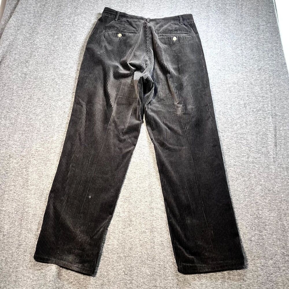 Vintage 90s Eddie Bauer Mens 34(33x31.5) Wide Pleated Corduroy Pants Dark Brown